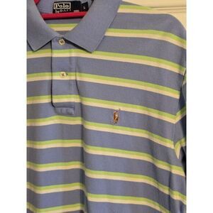 Polo Ralph Lauren Men's Blue Green Striped‎ Polo Size Large